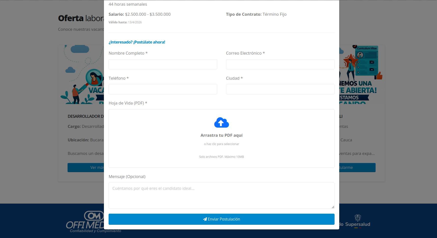 Cómo postularse en Offimedicas